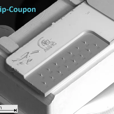 The coupon with 15 individual tips was machined out of the solid material using only the fs laser.