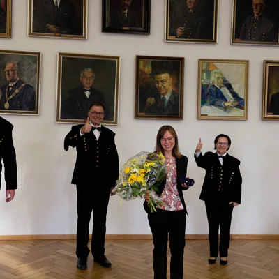 l.t.r.: Prof. Peter Moser, Rektor Prof. Wilfried Eichlseder, Petra Spörk-Erdely, Dr. Martha Mühlburger, Prof. Helmut Clemens.